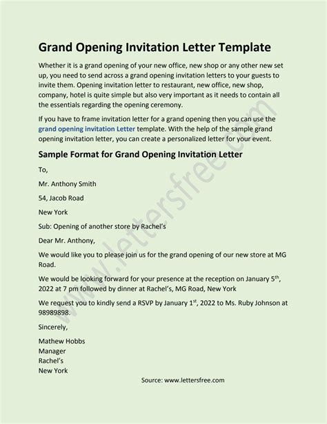 grand opening invitation message|Grand Opening Invitation Announcement Letter Sample (Events .